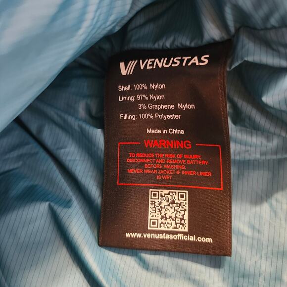 Venustas Heated Jacket NEW With Dual Control Button 7.4V For Unisex, U9001 Blue - Picture 10 of 16
